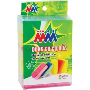 Miếng rửa chén 2 lớp MM, lốc 5 miếng